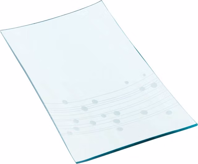 Orsina Large Etched Line Dot Glass Serving Platter in Transparent