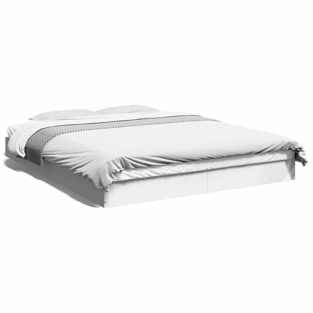 Berkfield Home King Size Bed Frame in White, Engineered Wood, W/D/H: 150 x 200 cm – 2