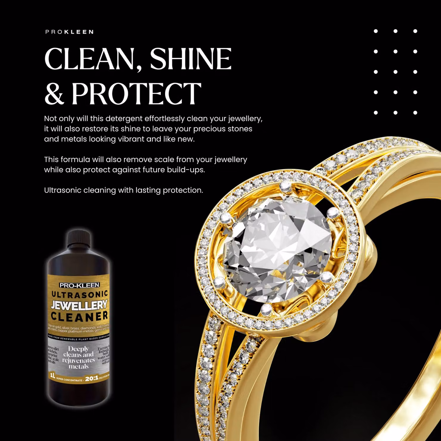 ProKleen White Ultrasonic Jewellery Cleaner with Concentrated Cleaning Solution – 5