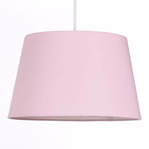 K LIVING Pale Pink Tapered Drum Lamp Shade for Ceiling and Table Lamps, Diameter: 35.5 cm, Height: 21.5 cm