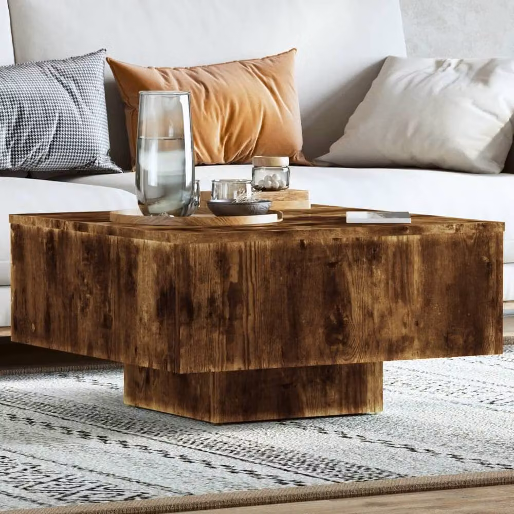 Berkfield Home Square Coffee Table in Smoked Oak Brown, W/D/H: 60 x 60 x 31.5 cm – 2