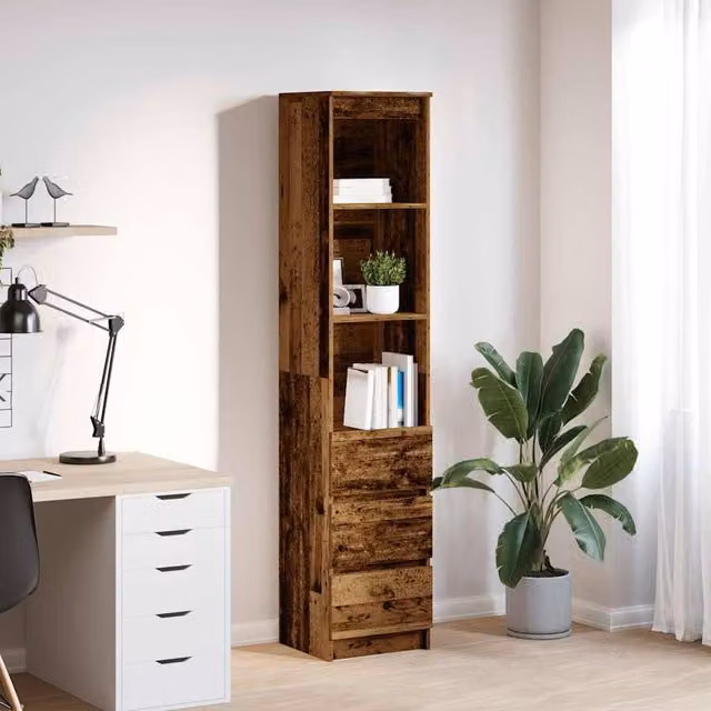 Berkfield Home Old Wood Highboard in Brown, W/D/H: 37.5 x 35 x 180 cm – 1