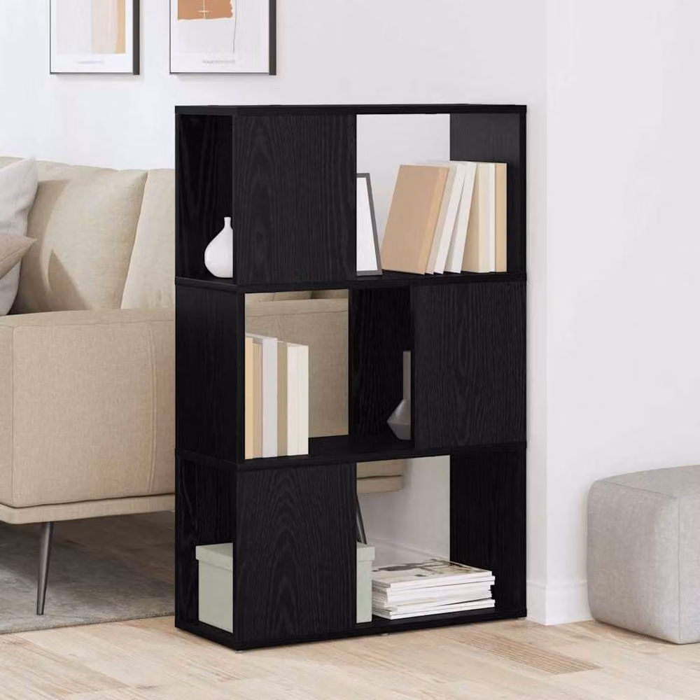 Berkfield Modern Black Oak Home Entertainment Centre in Engineered Wood, W/D/H: 60 x 24 x 94 cm – 3