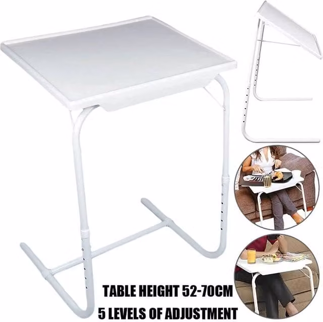 PAWNORA Adjustable Folding Table in White – 1