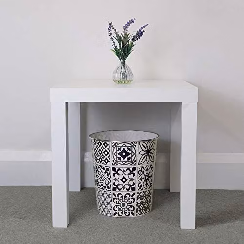 JVL Mosaic Navy and Silver Waste Paper Bin, Set of 2, H: 26.5 cm, W: 24.5 cm, D: 24.5 cm – 3