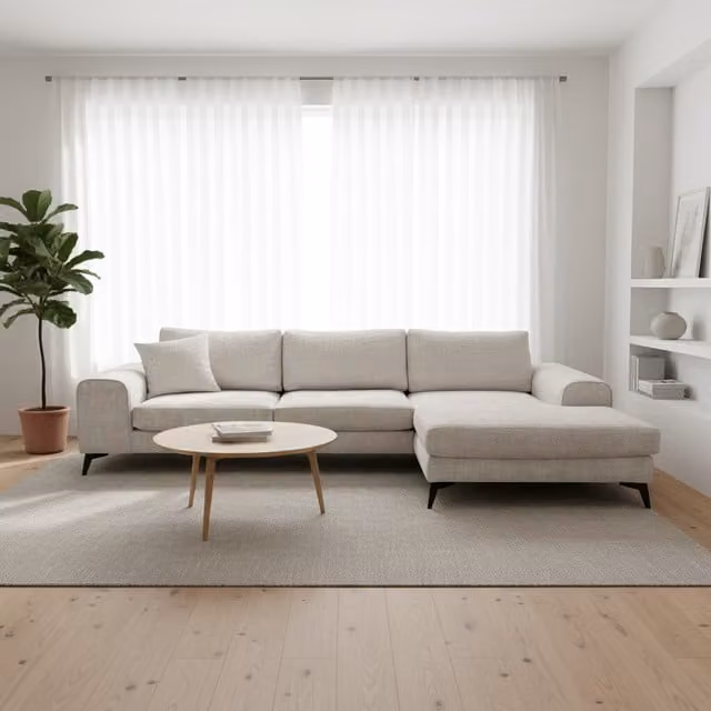 Abakus Direct Venice L-Shape Chenille Corner Sofa with Deep Seats and Extra-wide Padded Arms in Grey with Scatter Cushions, Right-hand Facing
