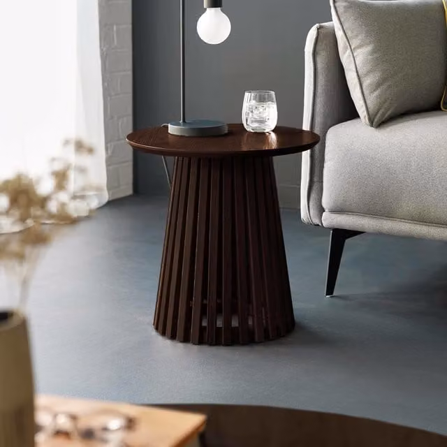 Julian Bowen Ollie Round Oak Lamp Table in Brown