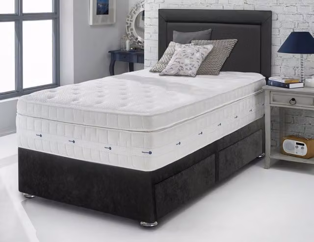 Kaymed Response Gel Pocket 2500 Lunar Divan Bed, 3ft Single, Grey, W: 90 cm, D: 190 cm