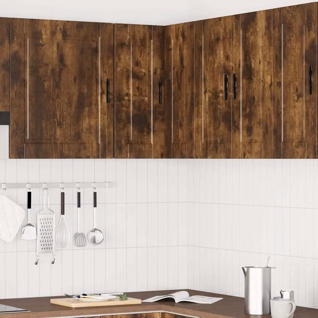 Berkfield Home Porto Modern Wall Mounted Kitchen Corner Cabinet in Smoked Oak Brown – 2