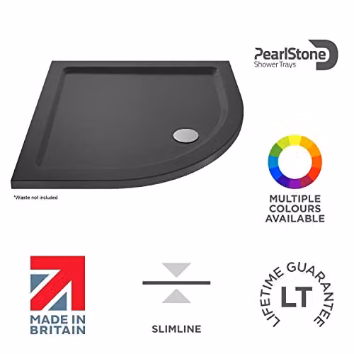Nuie TR71096 Modern Slimline Quadrant Pearlstone Shower Tray, W/D: 70 x 70 cm, Slate Grey – 3