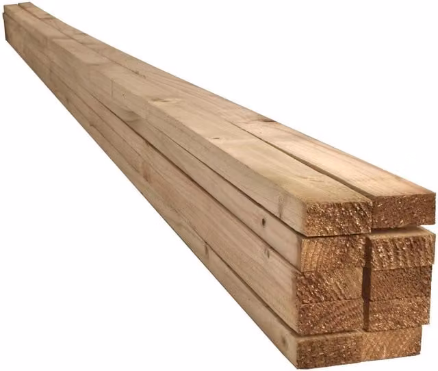 Snowdon Timber Treated Wood Battens, Brown, Pack of 10, W: 25 mm, T: 50 mm, L: 2.4 m