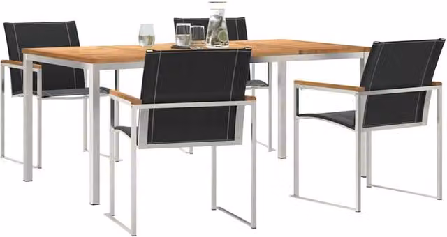 Berkfield Home Modern 5 Piece Garden Dining Set in Brown Solid Acacia Wood