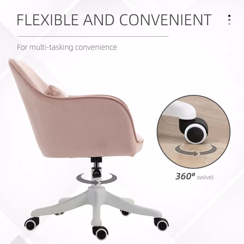 ERGOVEXA Pink Velvet Executive Swivel Office Chair