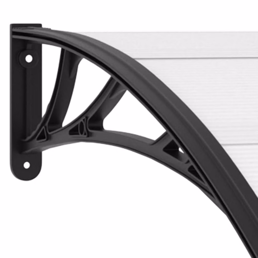 Berkfield Home Door Canopy in Black and Transparent with Polycarbonate and Aluminium, W: 120 cm, D: 80 cm – 2