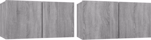 Berkfield Home Grey Sonoma Hanging TV Cabinet, 2 Piece Set, W/D/H: 60 x 30 x 30 cm