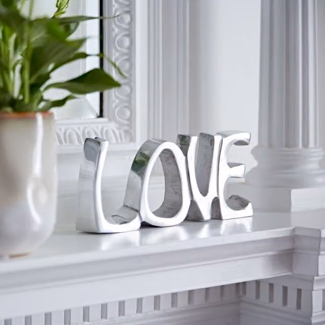 Paper High Reclaimed Metal Love Sign in Silver