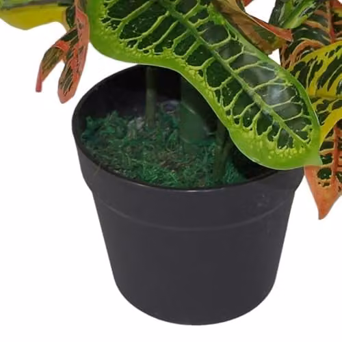 LeafUK Multicoloured Artificial Codiaeum Multicoloured Potted Tabletop House Plant – 3