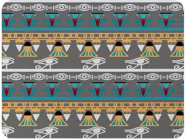 Benjamin Tate Design Ethnic Tribal Art Egyptian Vintage Silhouettes Fleece Blanket in Green, Beige and Multicolour, W/D/H: 120 x 150 cm – 2