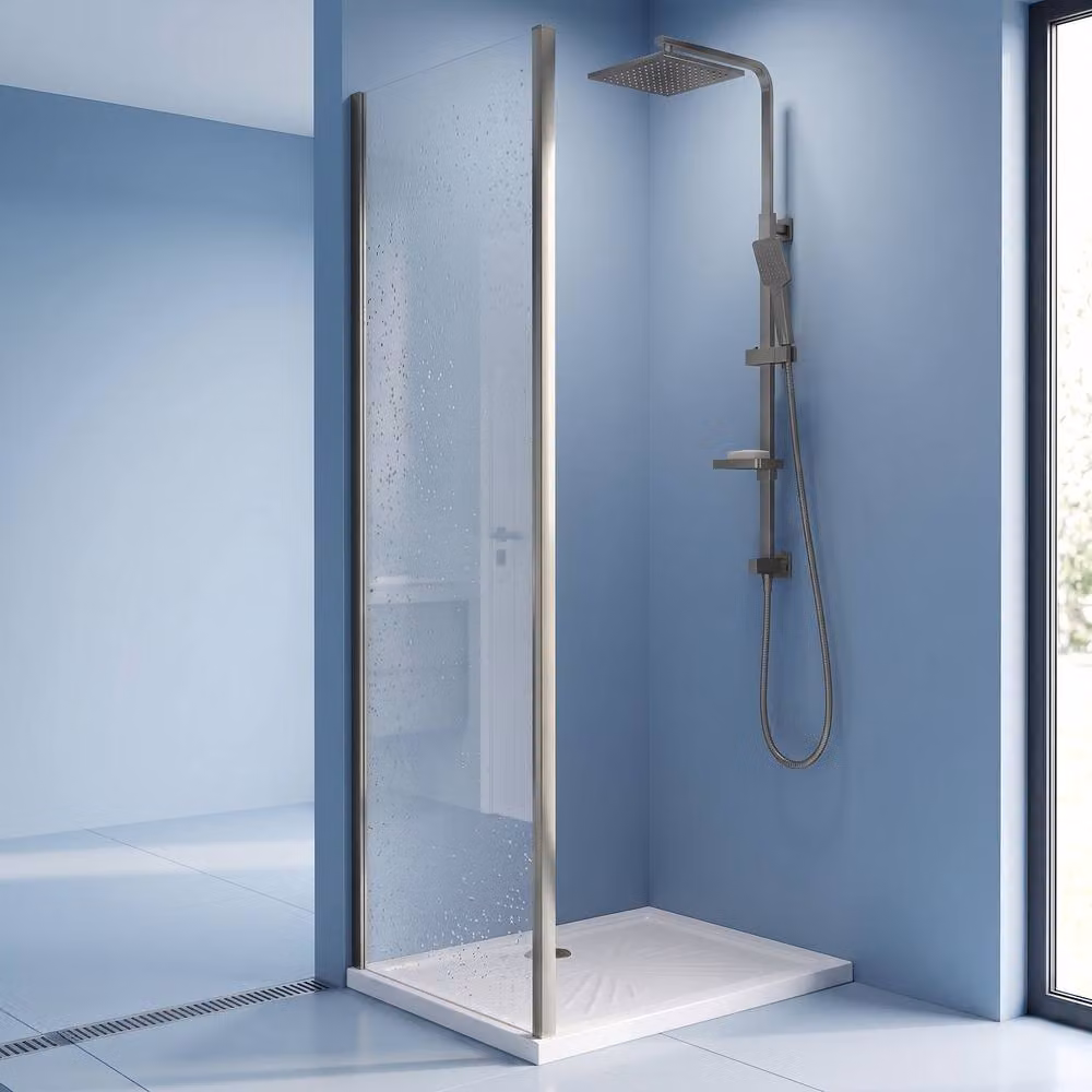 Balterley Single Fixed Glass Side Panel, Silver, W: 80.0 cm, H: 190.0 cm – 2