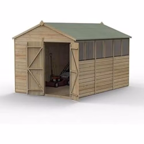 Forest Garden Brown Wooden Apex Gable Shed with Shiplap Construction – 1