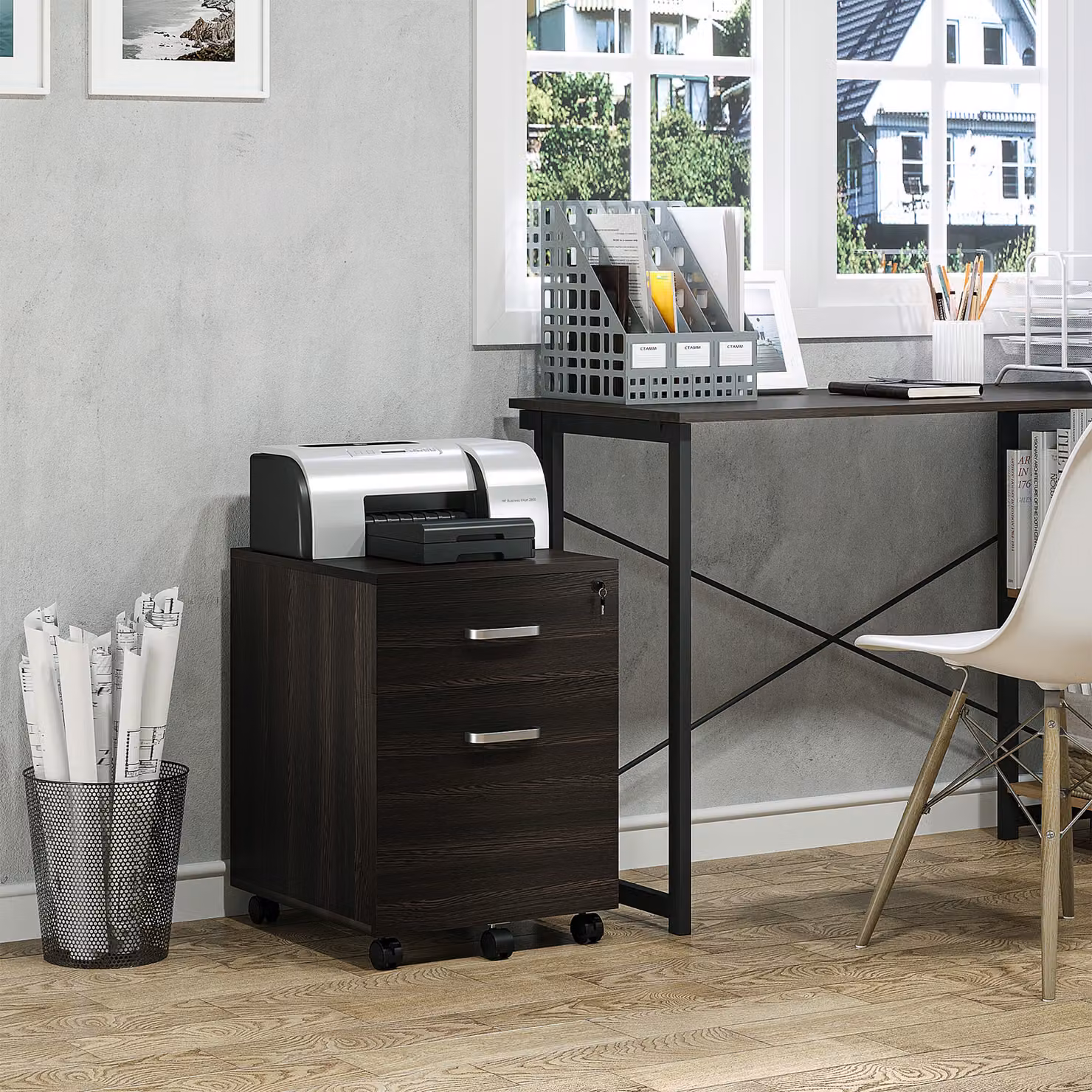 Vinsetto Mobile File Cabinet with 2 Locking Drawers and Castors, Black – 2