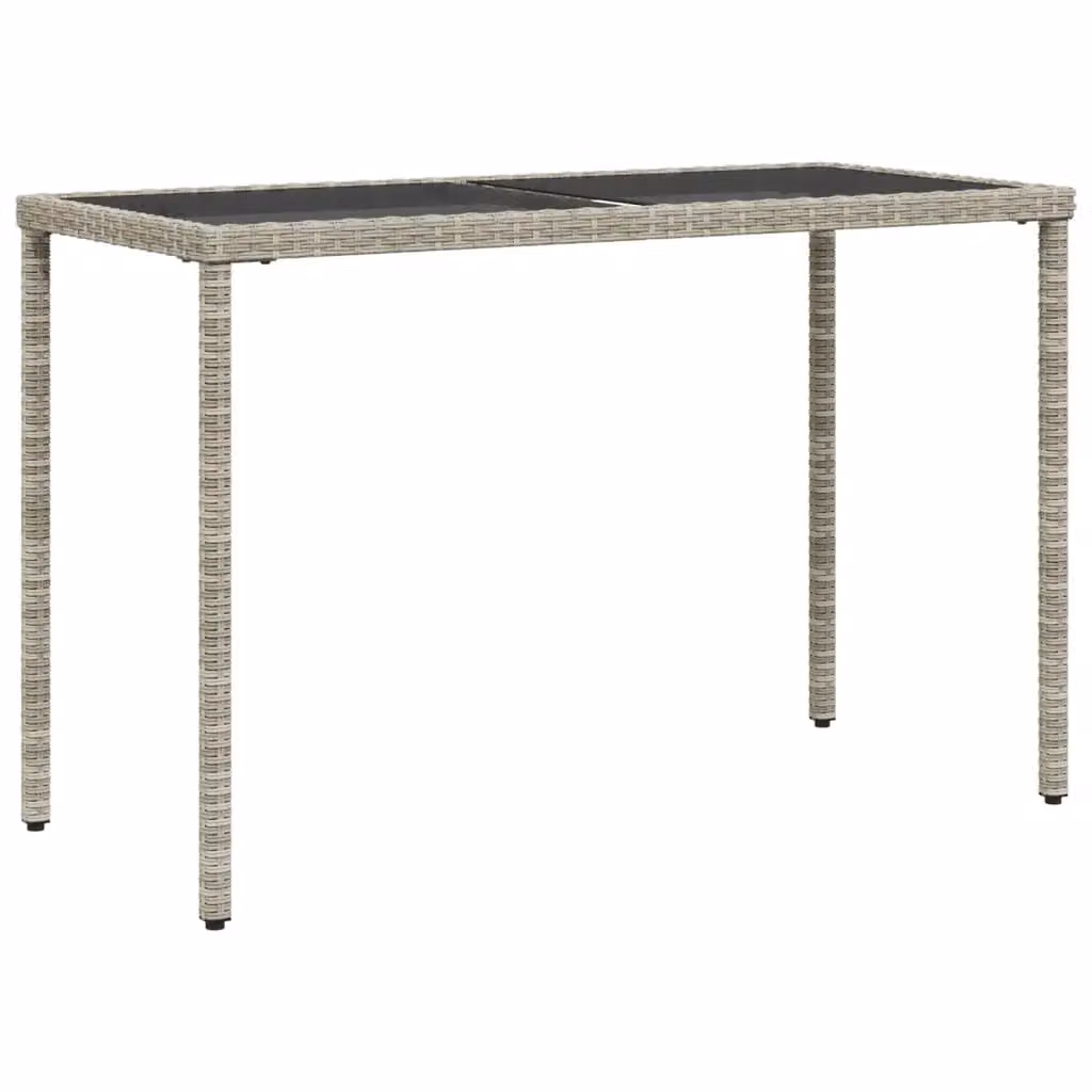 Berkfield Home Garden Table with Glass Top in Light Grey, W/D/H: 115 x 54 x 74 cm – 2