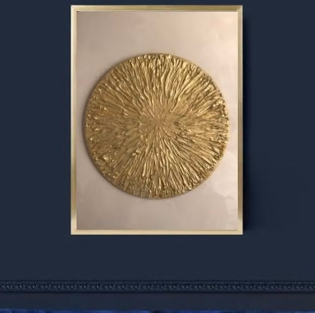 Liora Luxe Prints Modern Gold Geometric Abstract Metal Circle Wall Art