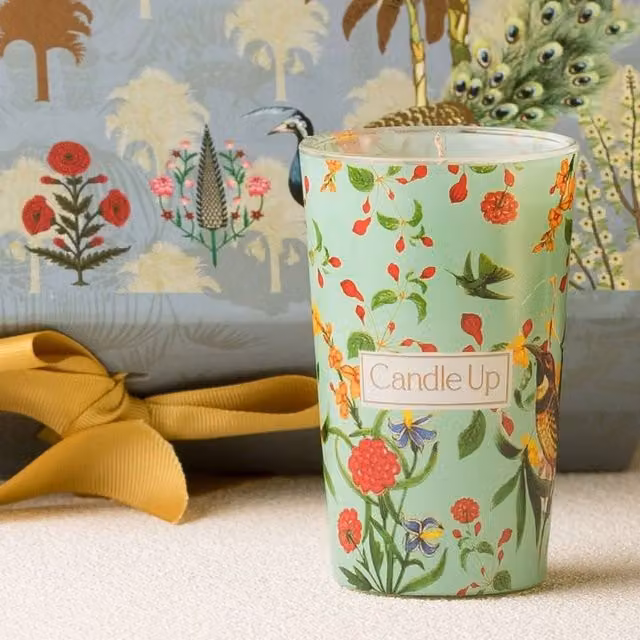 Candle Up The Chinaar Multicolour Gold Glass Candle with Woody and Floral Scents