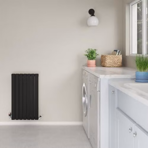 UK Radiators Typhoon Black Flat Tube Horizontal Designer Radiator W: 47.6 cm, H: 80 cm – 3