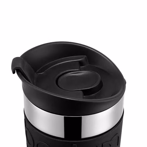 Bodum Vacuum Insulated Travel Mug with Lid, Stainless Steel and Silicone, Black, 350ml – 2