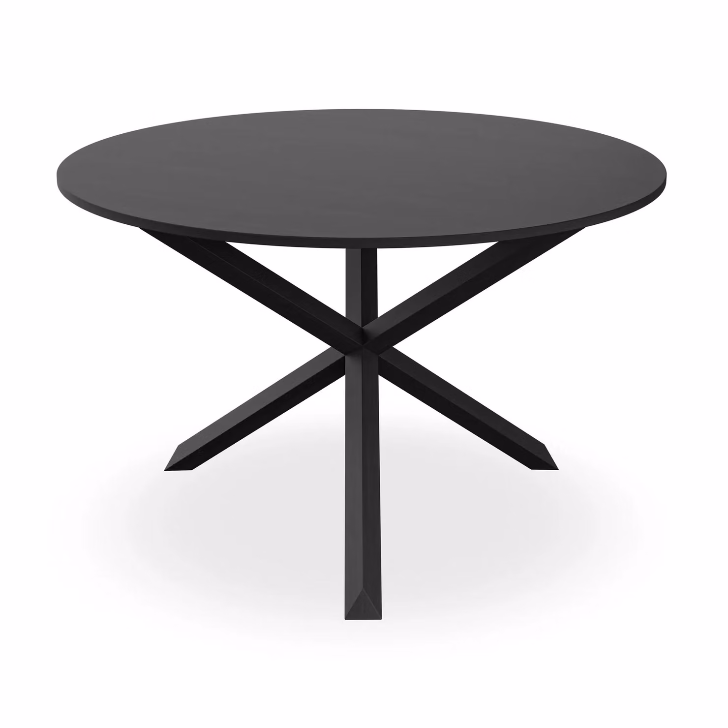 More4Homes Malvern Round Dining Table and Set of 4 Nova Velvet Dining Chairs, Black Table Top with Solid Oak Black Legs, Diameter: 120 cm, Height: 75 cm – 2