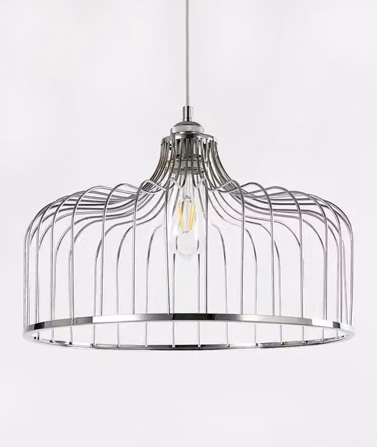 M&S Madrid Modern Silver Metal Dome Ceiling Lamp Shade