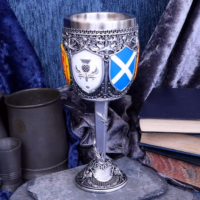Nemesis Now Silver and White Scottish Shield Goblet Glass