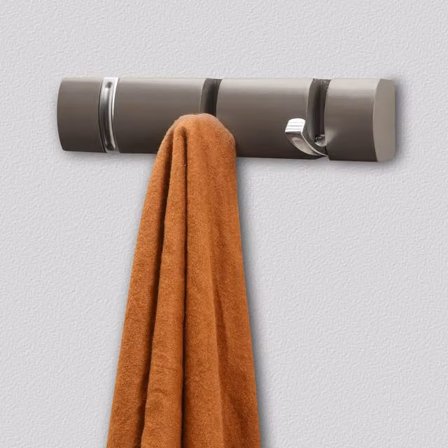 House Of Home Retractable Wall Mounted Metal Coat Rack in Matt Grey, W: 26 cm