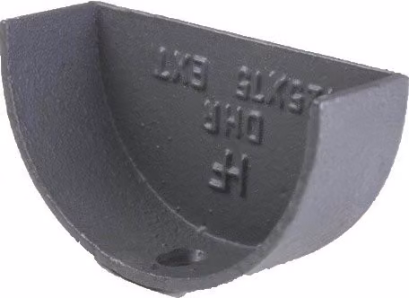 Hargreaves Premier Cast Iron Deep Half Round Gutter External Stopend, 125mm, Grey