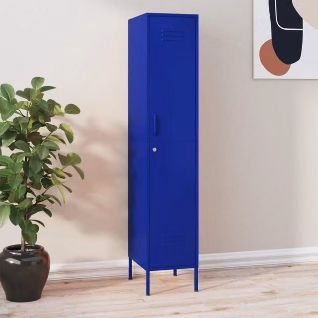 Berkfield Home Metal Locker Cabinet in Navy Blue, W/D/H: 35 x 46 x 180 cm