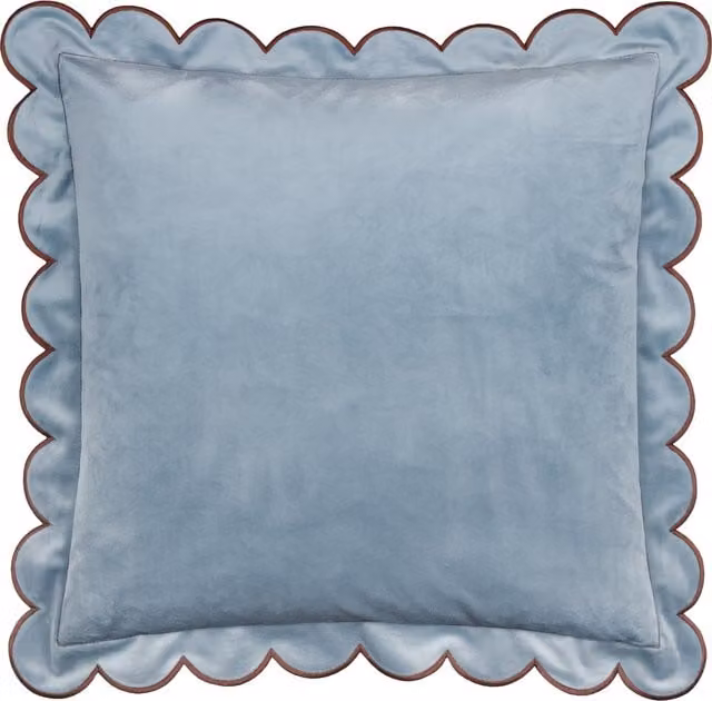 Make It A Home Lil Scallop Square Velvet Cushion in Blue and Brown