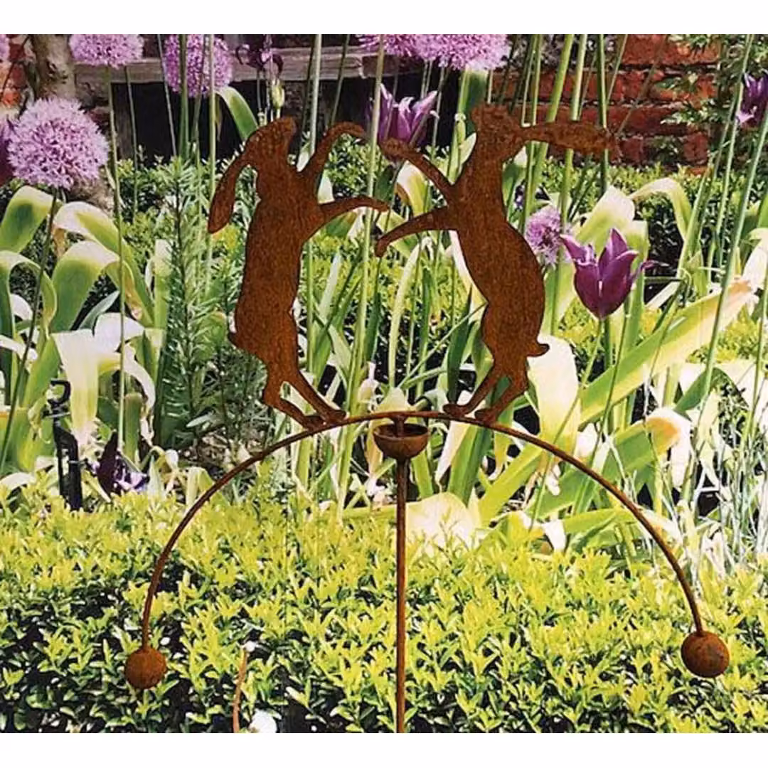 Poppyforge Boxing Hares Wind Rocker Double in Brown Steel, W54 x H148.5 cm – 3