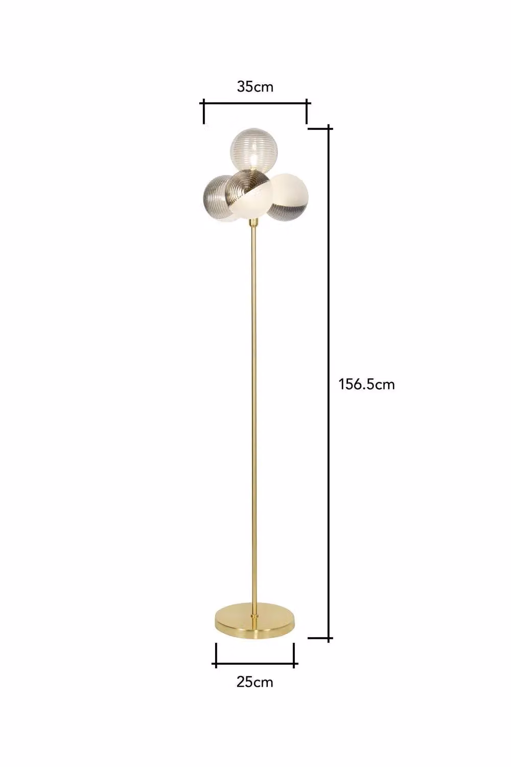 BHS Lighting Emile Modern Floor Lamp in Gold and Brass with Glass Sphere – 2