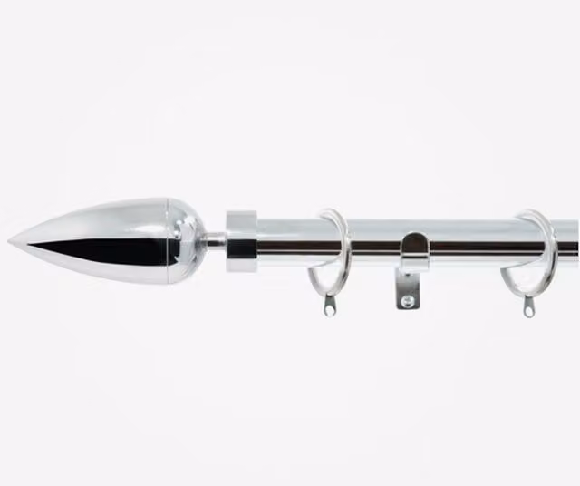 New Edge Blinds Silver Metal Straight Curtain Pole