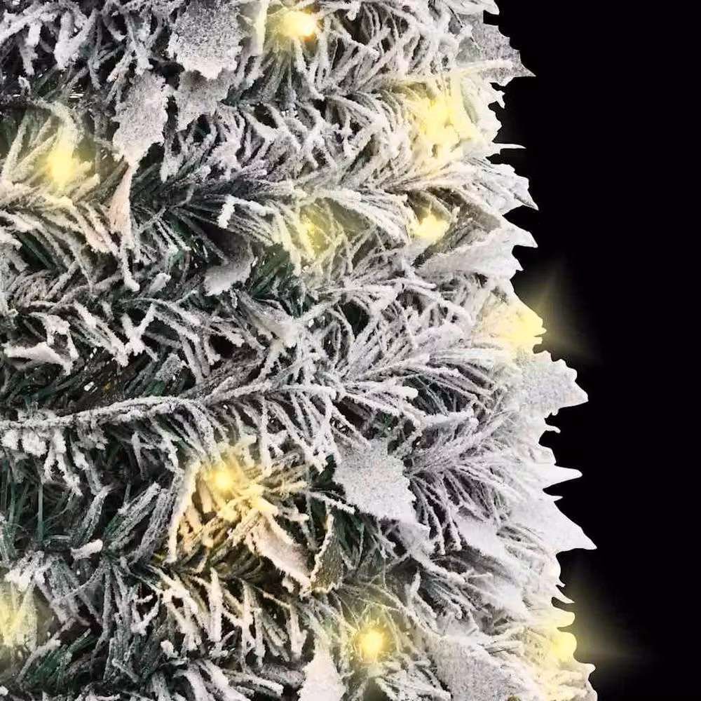 Berkfield Home Beautiful Pop-up Flocked Snow Artificial Christmas Tree with 100 LEDs in White and Green – 3