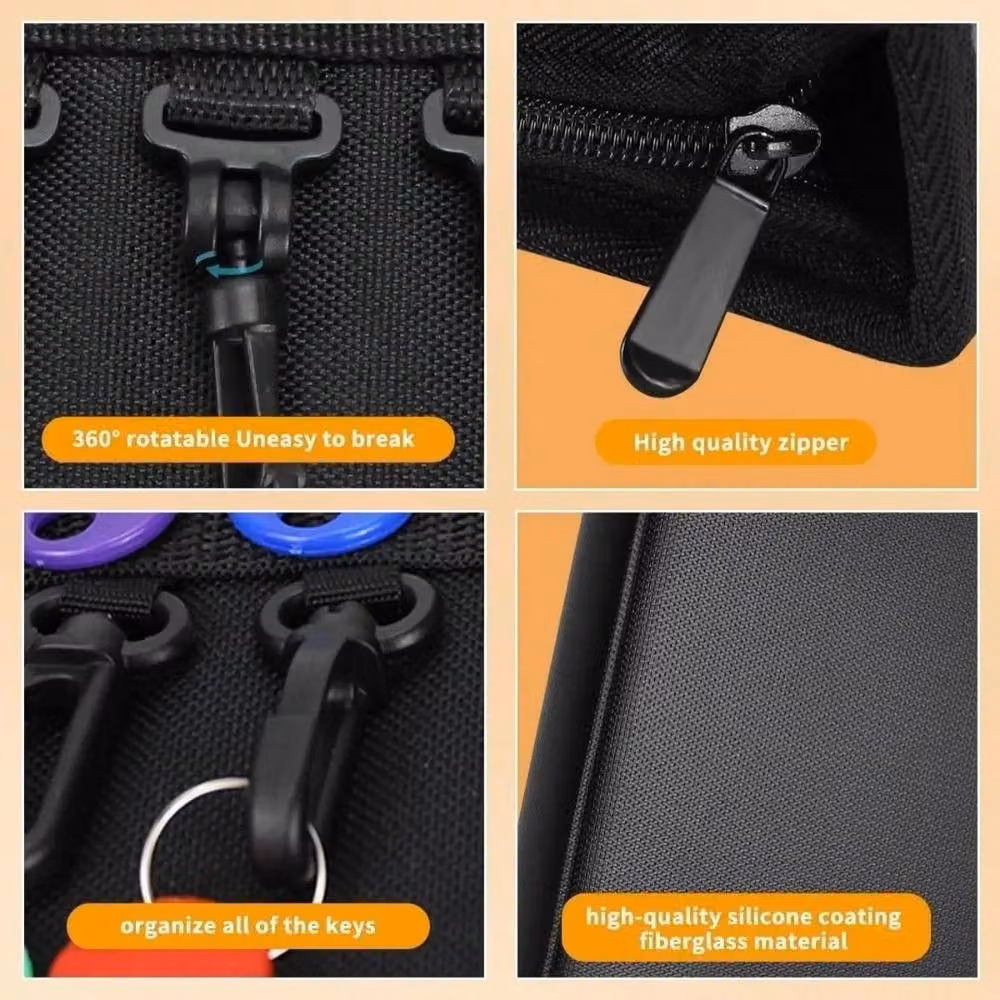 NESTLUNE 12 Key Zippered Key Case Organizer, Waterproof and Fireproof, Black – 5