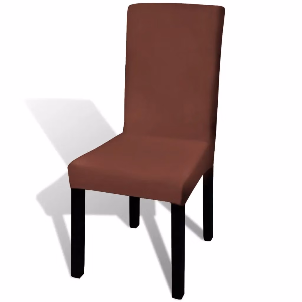 Berkfield Home Straight Stretchable Dining Chair Covers, 4 Pack, Brown – 2