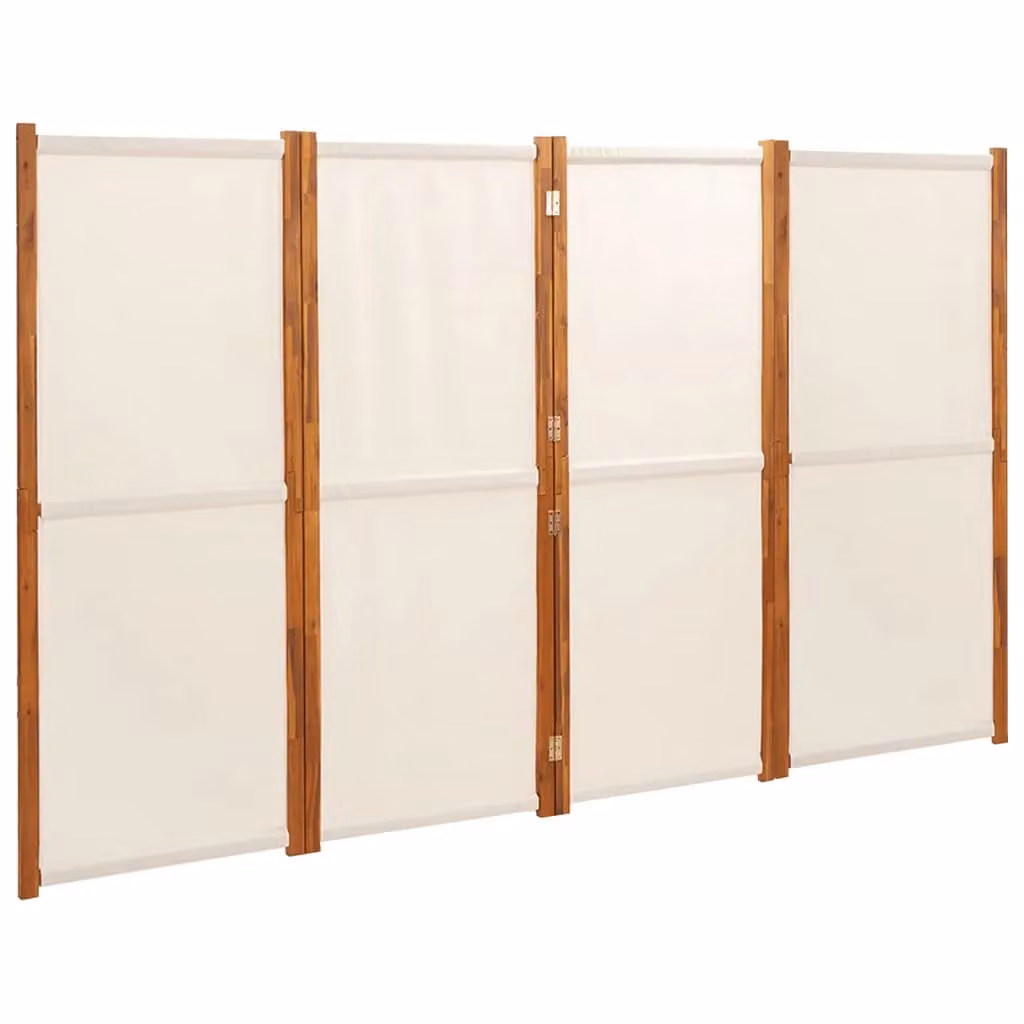 Berkfield Home 4-Panel Acacia Wood Room Divider in Beige and White, W/H: 280 x 180 cm – 2