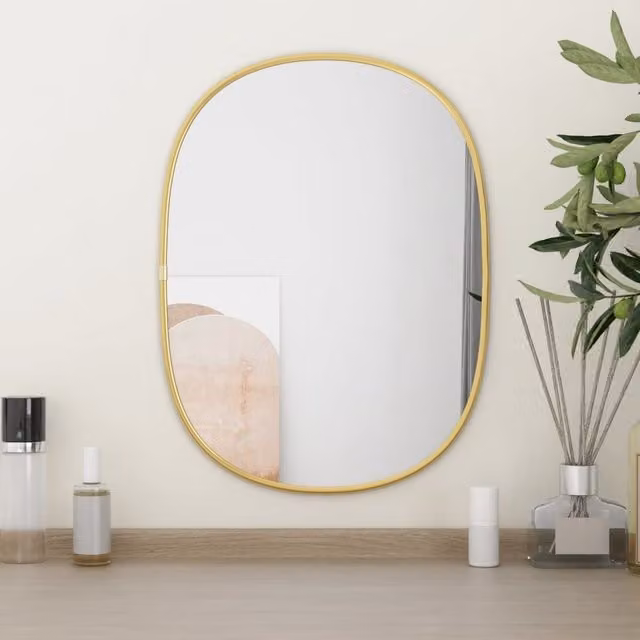 Berkfield Home Minimalist Rectangular Wall Mirror in Gold, W: 40 cm, H: 30 cm