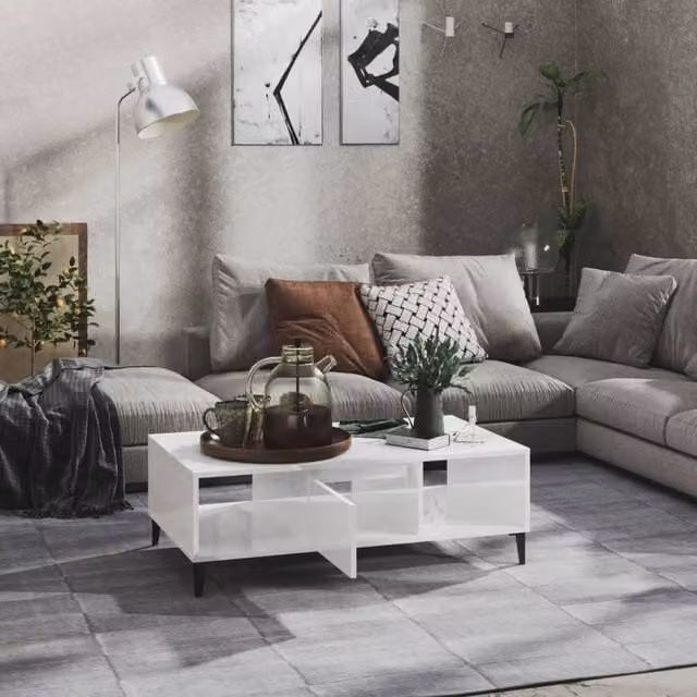 Berkfield Home Decorative High Gloss White Coffee Table W/D/H: 103.5 x 60 x 35 cm – 1