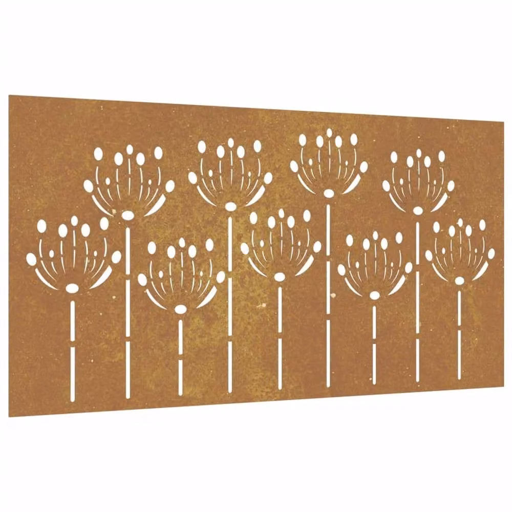 Berkfield Home Brown Corten Steel Floral Garden Wall Decoration W: 105 cm, H: 55 cm – 3