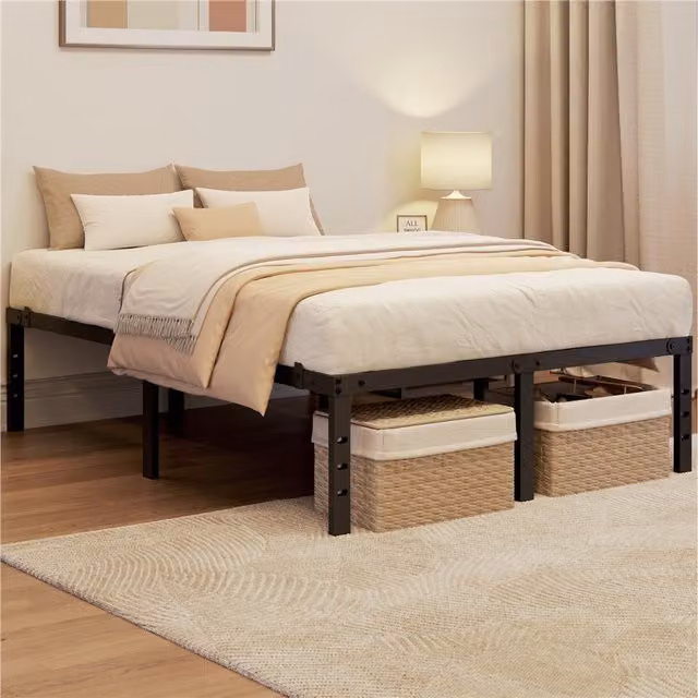 Yaheetech Metal Platform Bed Frame in Black, 180 x 200 cm