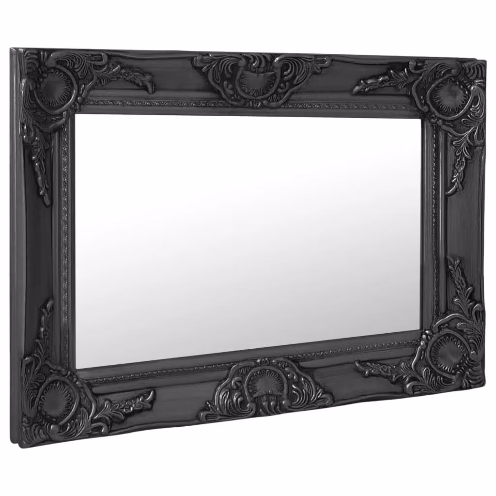 Berkfield Home Antique Baroque Style Rectangular Wall Mirror, Black, W: 60 cm, H: 40 cm – 2