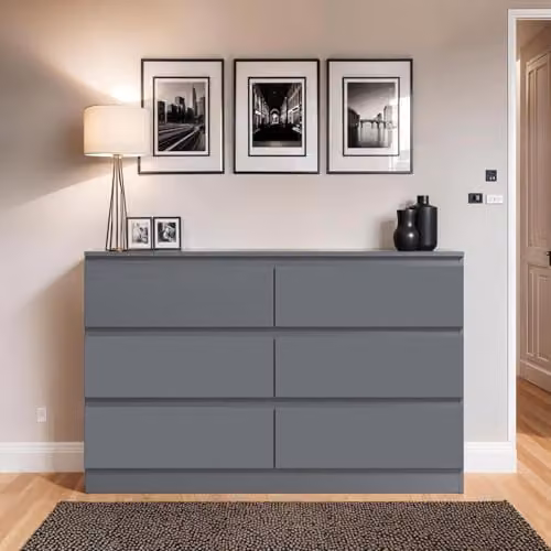 FWStyle Carlton Matt Dark Grey 6 Drawer Chest of Drawers W/D/H: 120 x 40 x 77 cm – 5